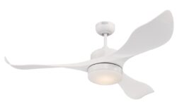 Pierre, Ø132cm, DC-mootor!, valge laeventilaator, LED 17W, pult